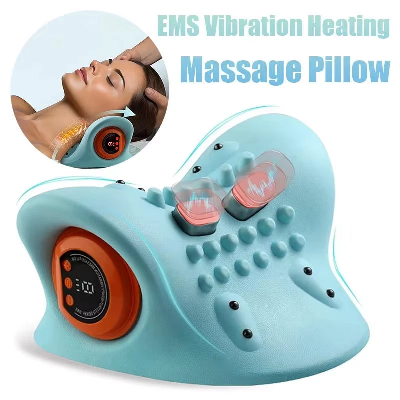 Electric Neck Cervical Traction Massager Vibration Kneading Massage Pillow Ergonomic Head Pillow Home Relax Tool