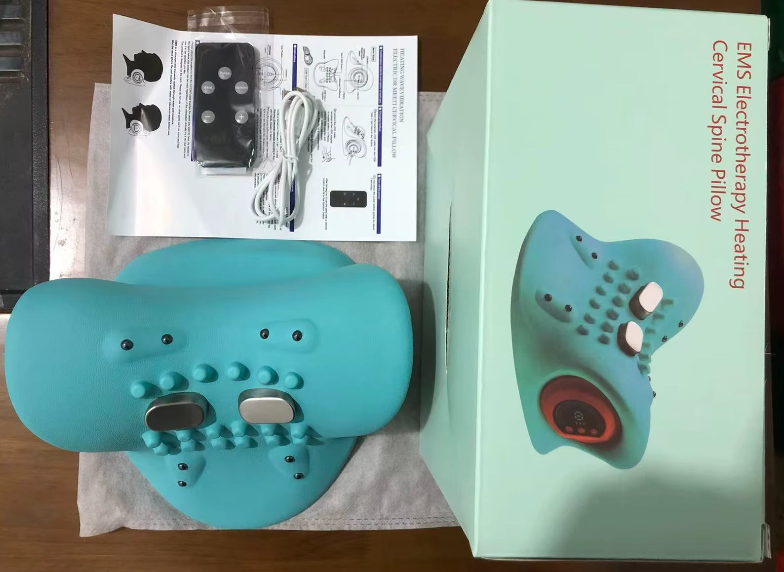 Electric Neck Cervical Traction Massager Vibration Kneading Massage Pillow Ergonomic Head Pillow Home Relax Tool